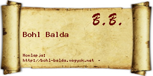 Bohl Balda névjegykártya